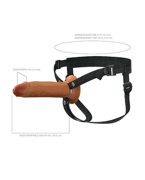 Fantasy X-tensions Fantasy X-Tensions Elite 8" Silicone Hollow Strap-on w/Harness - Brown - Image 4
