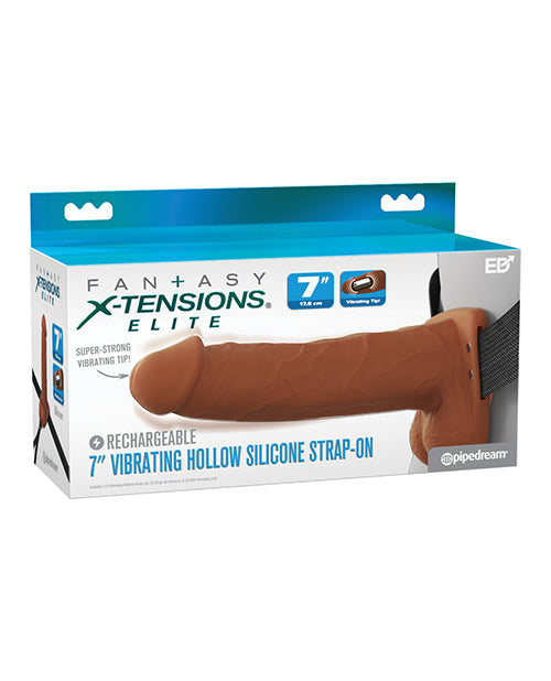 Fantasy X-tensions Fantasy X-Tensions Elite 7" Vibrating Hollow Strap-On - Brown