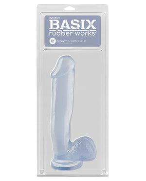 Basix Rubber Works Basix Rubber Works 12" Dong w/Suction Cup - Clear - Image 2