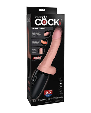 King Cock King Cock Plus Thrusting, Warming &amp; Vibrating 6.5" Triple Threat Dong
