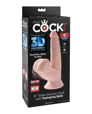 King Cock King Cock Plus 6" Triple Density Cock w/Swinging Balls - Ivory - Image 5