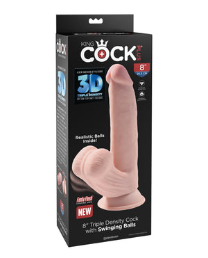 King Cock King Cock Plus 8" Triple Density Cock w/Swinging Balls - Ivory - Image 3