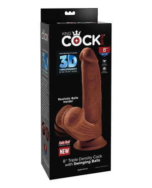King Cock King Cock Plus 8" Triple Density Cock w/Swinging Balls - Brown - Image 2