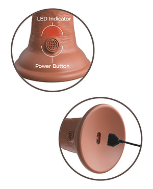 King Cock Elite King Cock Elite 6" Dual Density Vibrating Silicone Cock - Tan - Image 5