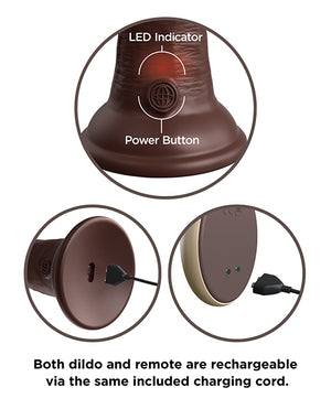 King Cock Elite King Cock Elite 7" Dual Density Vibrating Silicone Cock w/Remote - Brown - Image 2