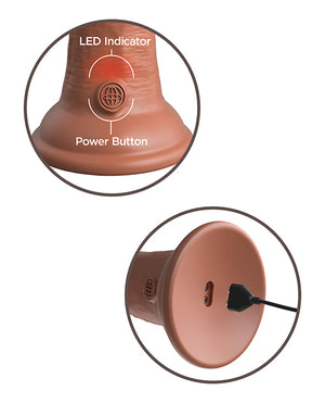 King Cock Elite King Cock Elite 8" Dual Density Vibrating Silicone Cock - Tan - Image 5