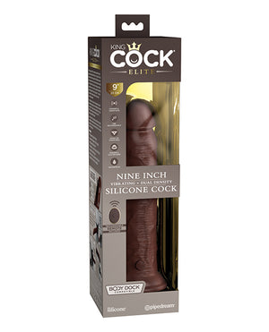 King Cock Elite King Cock Elite 9" Dual Density Vibrating Silicone Cock w/Remote - Brown - Image 2