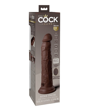 King Cock Elite King Cock Elite 9" Dual Density Vibrating Silicone Cock w/Remote - Brown - Image 3