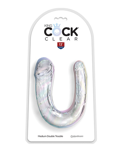 King Cock King Cock Clear Medium Double Trouble Dildo - Clear