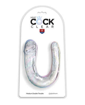 King Cock King Cock Clear Medium Double Trouble Dildo - Clear