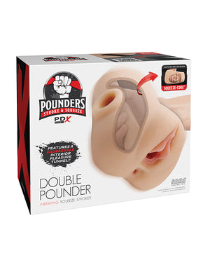 PDX Plus Double Pounder Vibrating Squeeze Stroker - Light