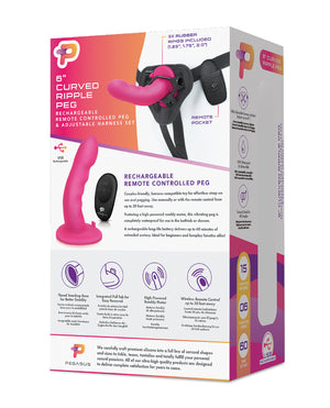 Pegasus Pegasus 6" Rechargeable Ripple Peg w/Adjustable Harness &amp; Remote - Pink - Image 5