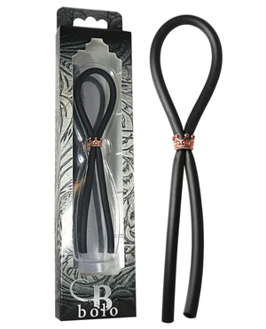 Bolo Bolo Silicone Lasso w/Rose Gold Crown Slider Ring - Black - Image 2