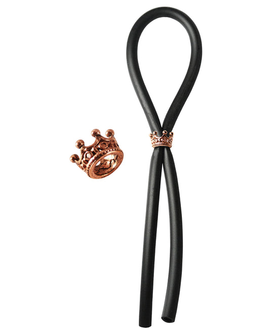 Bolo Bolo Silicone Lasso w/Rose Gold Crown Slider Ring - Black