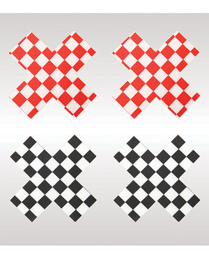 Peekaboos Peekaboos Off the Wall Checkered Pasties - 2 Pairs 1 Black/1 Red - Image 2