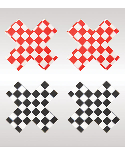 Peekaboos Peekaboos Off the Wall Checkered Pasties - 2 Pairs 1 Black/1 Red - Image 2