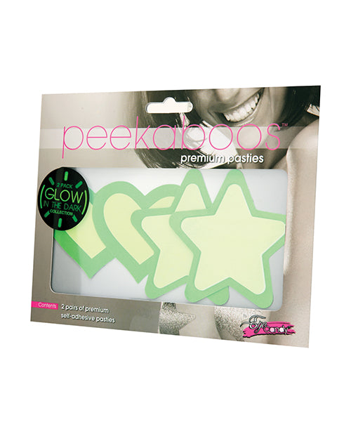 Peekaboos Peekaboos Glow in the Dark Hearts &amp; Stars - Green 2 Pairs