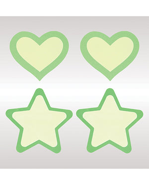 Peekaboos Peekaboos Glow in the Dark Hearts &amp; Stars - Green 2 Pairs - Image 2