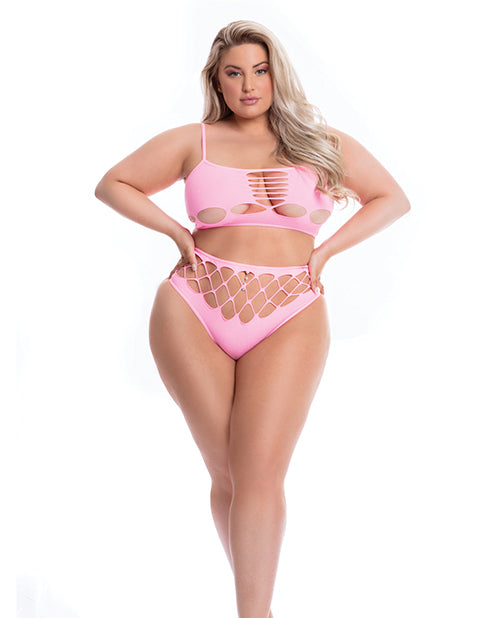 Pink Lipstick Pink Lipstick Neon Dreams Bra &amp; High Waist Thong Pink QN