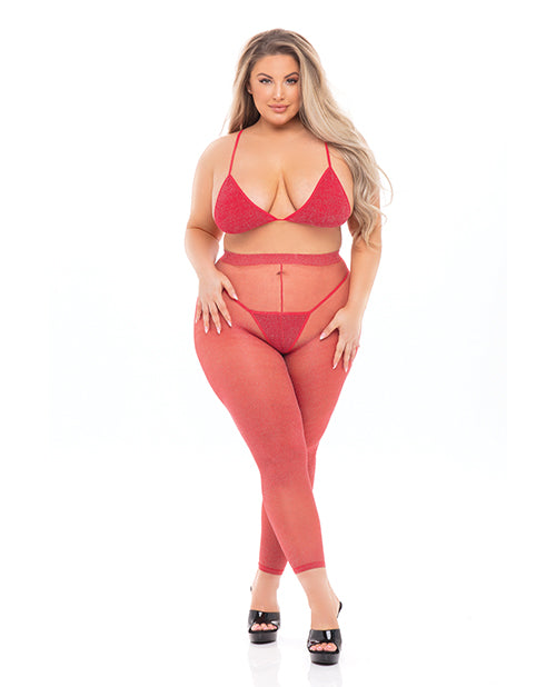 Pink Lipstick Pink Lipstick Tall Order Bra Top &amp; Leggings Red QN