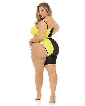Pink Lipstick Block You Out Bandeau & Bottom Black/Yellow QN - Image 2