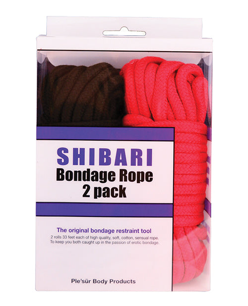 Plesur Plesur Cotton Shibari Bondage Rope 2 Pack - Black/Red