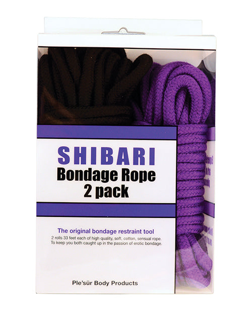 Plesur Plesur Cotton Shibari Bondage Rope 2 Pack - Black/Purple - Image 2