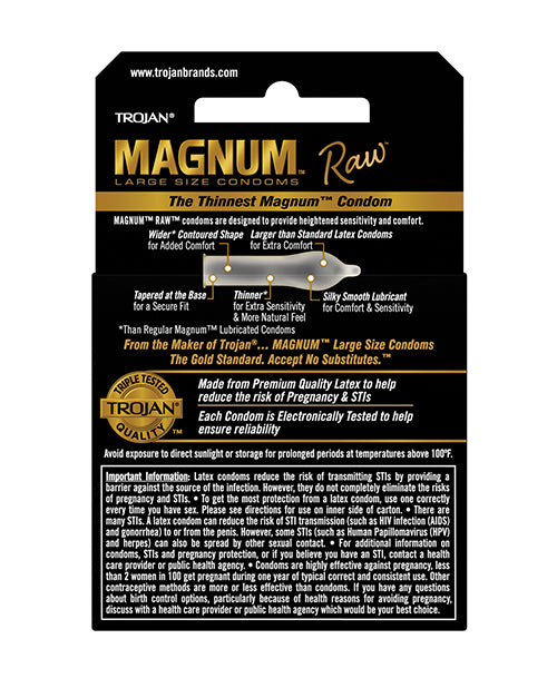 Trojan Trojan Magnum Raw Condoms - Pack of 3 - Image 2