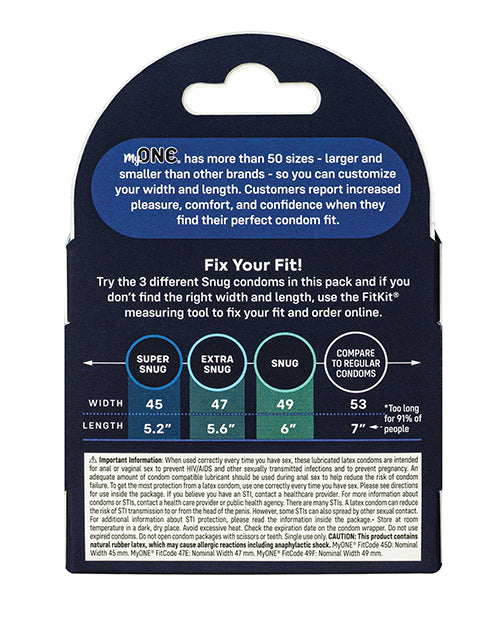 One My One Snug Sampler Condoms - Pack of 3 - Image 2