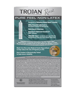 Trojan Trojan Raw Pure Feel Non-Latex Condoms - Pack of 10 - Image 2