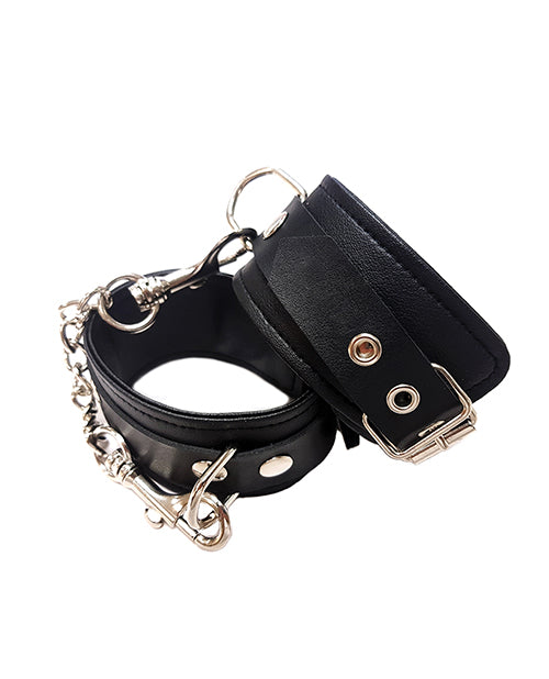 Rouge Rouge Fetish Play Vegan Leather Wrist Cuffs - Black