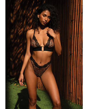 Corporate Crush Mesh & Lace Bralette w/Thong 2 pc Set - Leopard L/XL - Image 3
