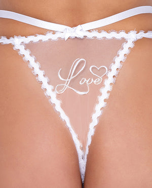 Forever Yours Embroidered Long Line Bra & Panty White LG - Image 3