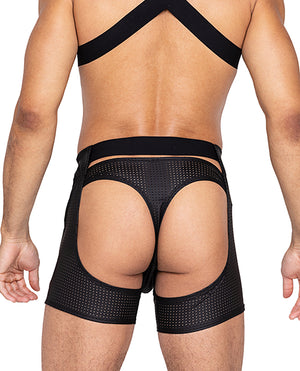 Roma Confidential Master Chaps w/Hook &amp; Ring Closure &amp; Rear Cut Out (Thong Not Included) - Black MD - Image 2