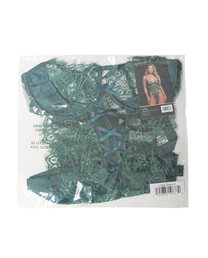 Dreamer's Lust Lace and Satin Teddy - Green MD - Image 3