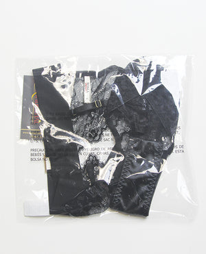 Roma Confidential Fever Dream Chantilly Eyelash Lace and Stretch Satin Bralette w/Thong - Black LG - Image 3
