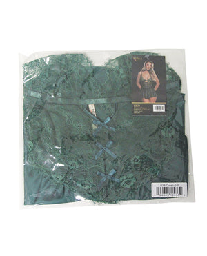 Paradise Dream Lace and Chiffon Babydoll w/Thong 2 pc Set - Green L/XL - Image 4