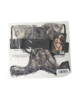 Orchid Blossom Bralette w/Thong 2 pc Set - Black/Nude MD - Image 3