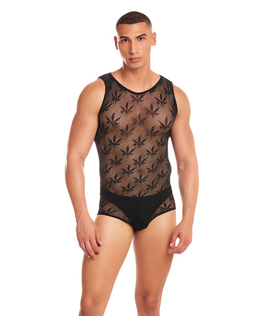 Bliss Box Toys Rainbow Party Night Blaze Singlet 2 pc Set w/Thong - Black S/M