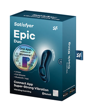 Satisfyer Satisfyer Epic Duo Ring Vibrator - Dark Blue - Image 3