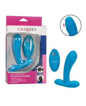 Remote Controlled Vibes Silicone Pulsing Pleaser w/Remote - Blue - Image 3