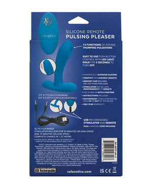 Remote Controlled Vibes Silicone Pulsing Pleaser w/Remote - Blue - Image 4