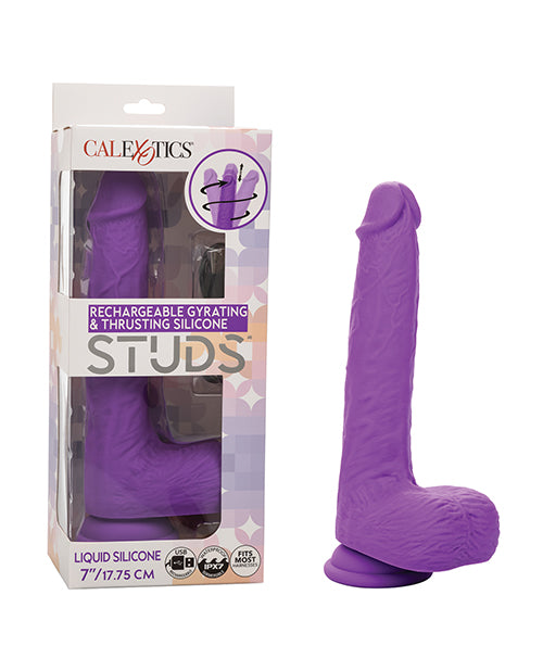 Silicone Studs Silicone Studs Rechargeable Gyrating &amp; Thrusting Vibrator - Purple