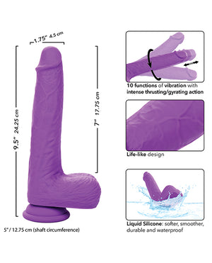 Silicone Studs Silicone Studs Rechargeable Gyrating &amp; Thrusting Vibrator - Purple - Image 5