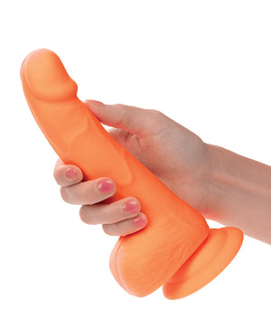 Silicone Studs Silicone Studs Neon 6" Dildo - Orange - Image 4