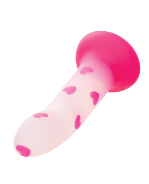 Glow Stick Glow Stick Heart Suction Cup Glow-in-the-Dark Dildo - Pink - Image 4