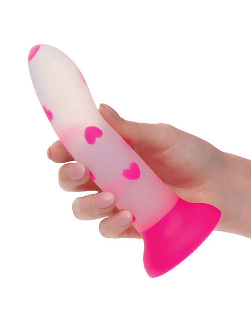 Glow Stick Glow Stick Heart Suction Cup Glow-in-the-Dark Dildo - Pink