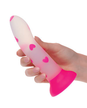 Glow Stick Glow Stick Heart Suction Cup Glow-in-the-Dark Dildo - Pink