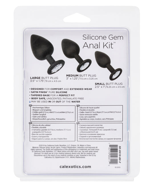 CalExotics Anal Toys Silicone Gem Anal Kit - Black