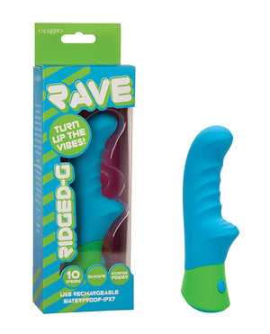 Rave Rave Ridged-G Massager w/Rippled Shaft &amp; Stimulator - Blue/Green